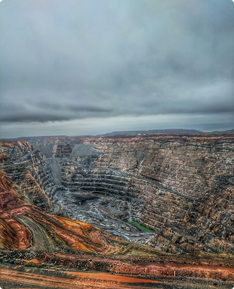 Open-pit mine with terraced levels